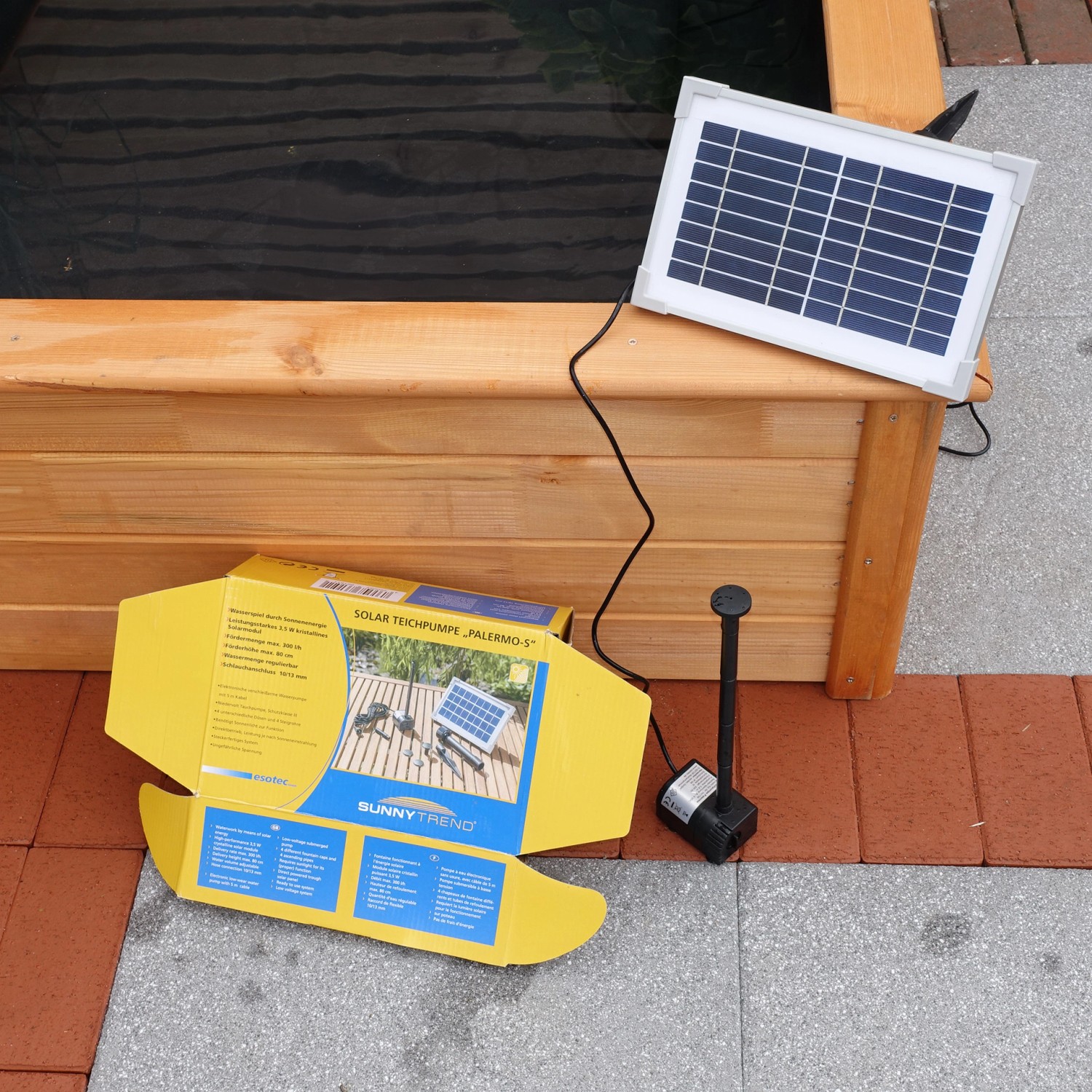 Promadino SechseckHochteich Ø 100 cm inkl. Solarpumpe aus Kiefernholz