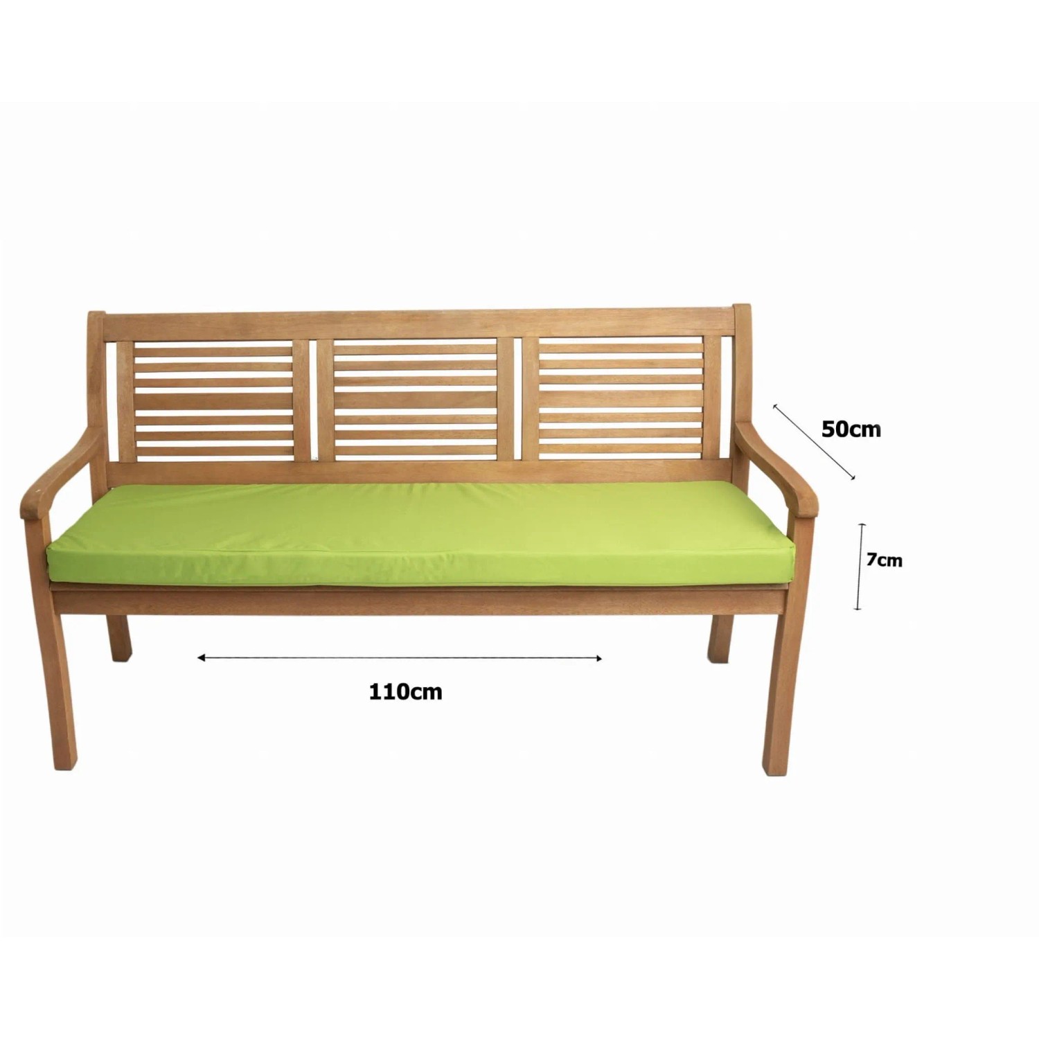 Grünes Setgarden Medio Kissen auf Gartenbank, 110x50x7cm, für 2-Sitzer Bänke.