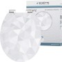 Schütte WC-Sitz Diamond mit Absenkautomatik, Holzkern, weißes geometrisches Muster.