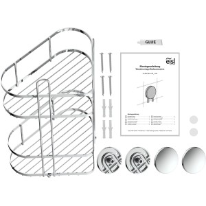Eisl Duschregal Eckregal mit 2 Etagen, inklusive Montagezubehör zum Kleben oder Bohren.