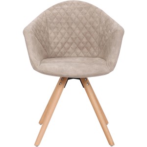 Kayoom Polsterstuhl Chadwick im 2er-Set, weiß-creme, mit gesteppter Rückenlehne und hellen Holzbeinen.