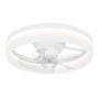 Weißer Eglo LED-Ventilator Castaic mit transparenten Flügeln, 50 cm Durchmesser. Deckenventilator mit Beleuchtung.