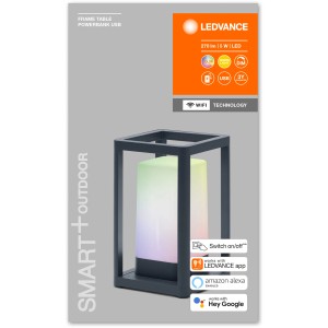 Ledvance Smart+ LED-Tischleuchte Frame, dunkelgrau, Multicolor. Smarte Außenleuchte mit Farbwechsel.