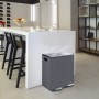 Spirella Kosmetikeimer Aliya, 2x20L, Grau Matt, Trennmülleimer mit zwei Fächern und Pedal.