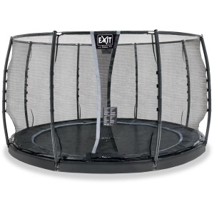 Schwarzes EXIT Dynamic Bodentrampolin Ø 366 cm mit Sicherheitsnetz.