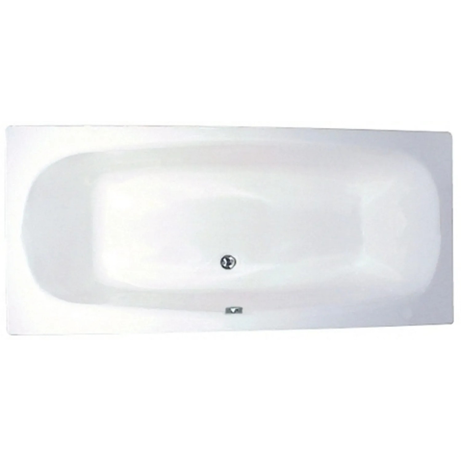 Weiße Sanoacryl Körperform-Badewanne Marbela, 170 cm, Aufsicht.