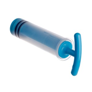 Blaue Vakuumpumpe für Wenko Vacuum-Loc Wandregal zur einfachen Montage ohne Bohren.