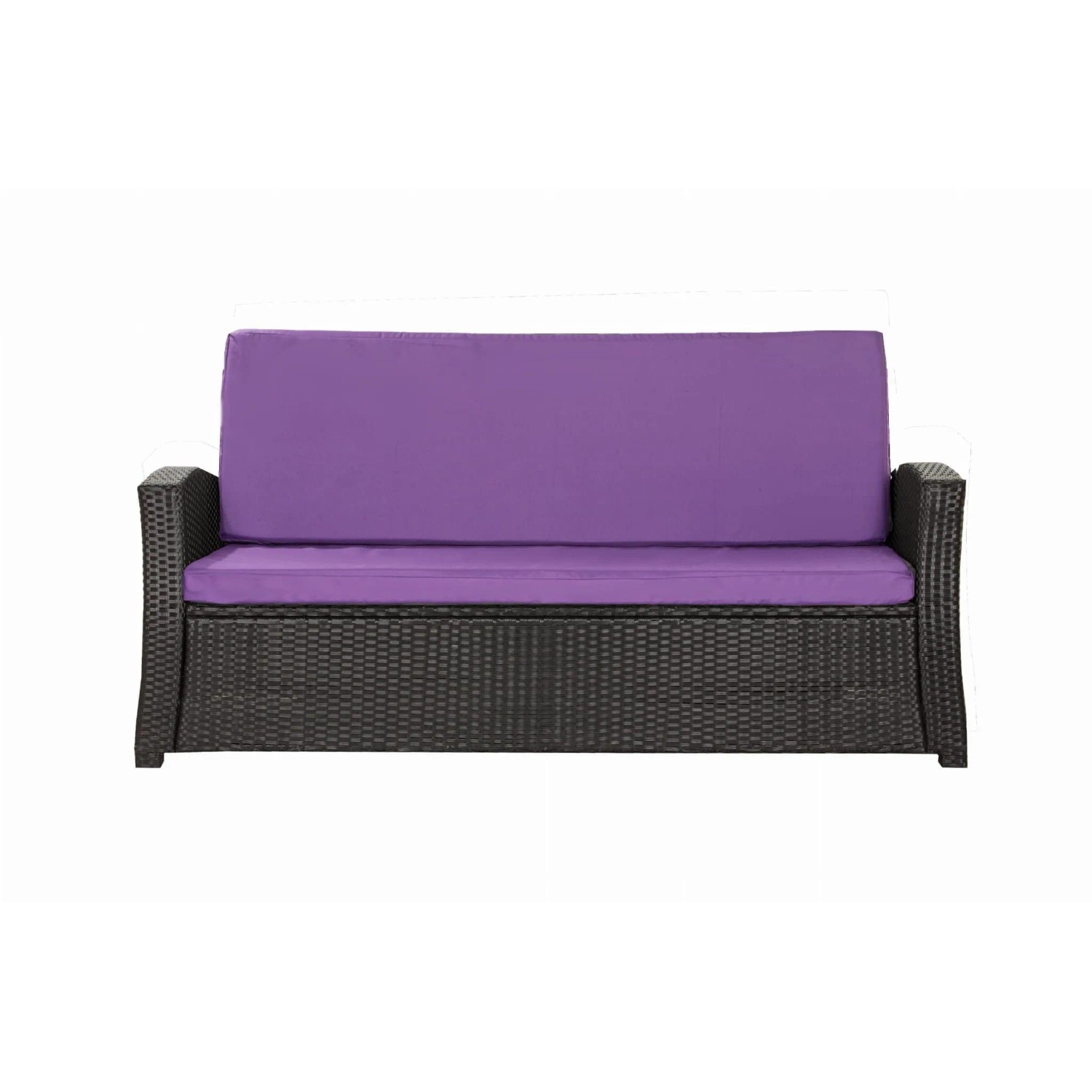 Violettes Gartenkissen-Set für 2-Sitzer Polyrattan-Gartensofa, 120x60x50 cm.