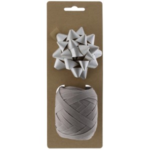 Weihnachtsdekoration Kräuselband und Papierrose Silber