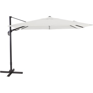Rechteckiger, cremeweißer Ampelschirm Aros (2,3x3,1m) mit Kurbel und anthrazitfarbenem Gestell.