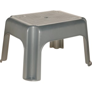Silberner Keeeper Tritthocker, 36,5x30x24 cm, aus Kunststoff. Ideal als Tritt für Kinder und Erwachsene.