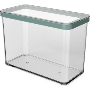 Rotho Vorratsdose Premium Loft, 2,1 l, transparent mit grünem Deckel.
