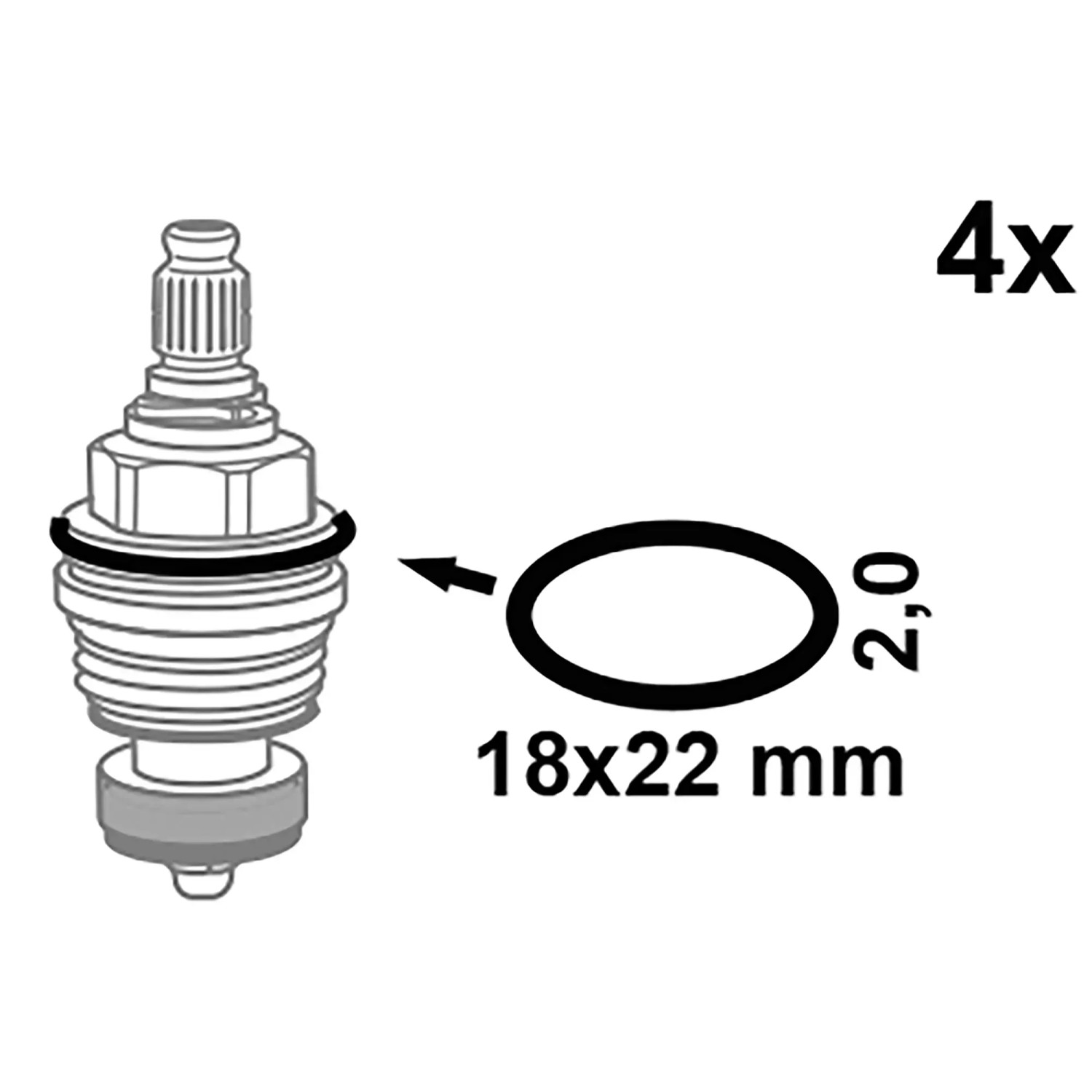 Kirchhoff O-Ringe Gummi, 18x22x2 mm, schwarz, 4er-Set für Ventiloberteile.