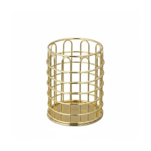 Relaxdays Stiftehalter Metall Gold Rund 10 cm x 8 cm 130 g