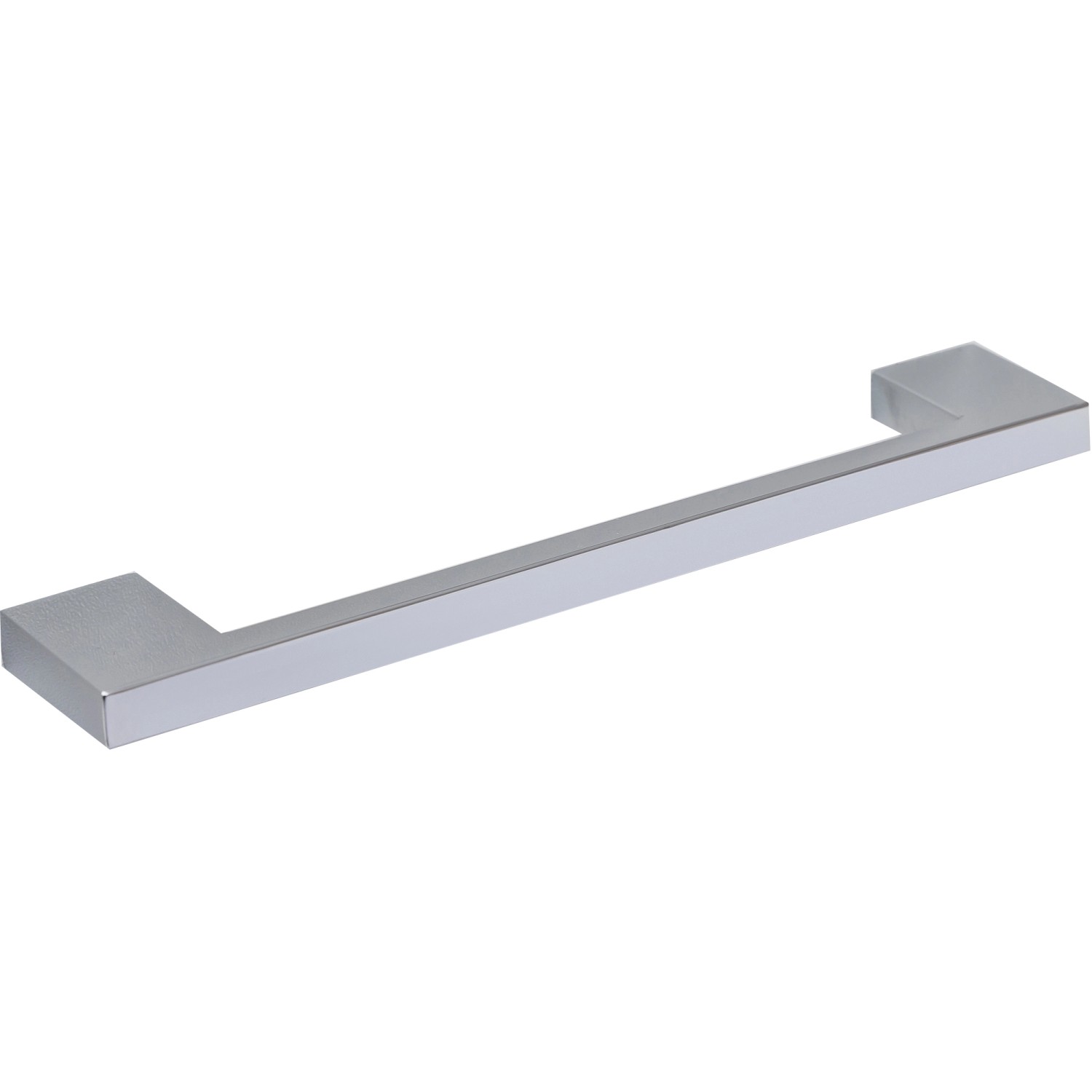 Detailaufnahme: Chromfarbener Griff für Held Möbel Molina Bad-Hochschrank, eckiges Design.