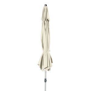 Zusammengebundener, naturfarbener Doppler Marktschirm Expert Ø 306 cm mit Knickfunktion.