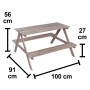 Kinder-Picknicktisch aus Akazie (FSC®), mit integrierten Bänken und Maßangaben.