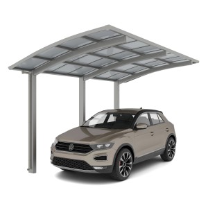 Ximax Alu Carport Portoforte im Edelstahl-Look mit Auto. Einzelcarport mit transparentem Dach.