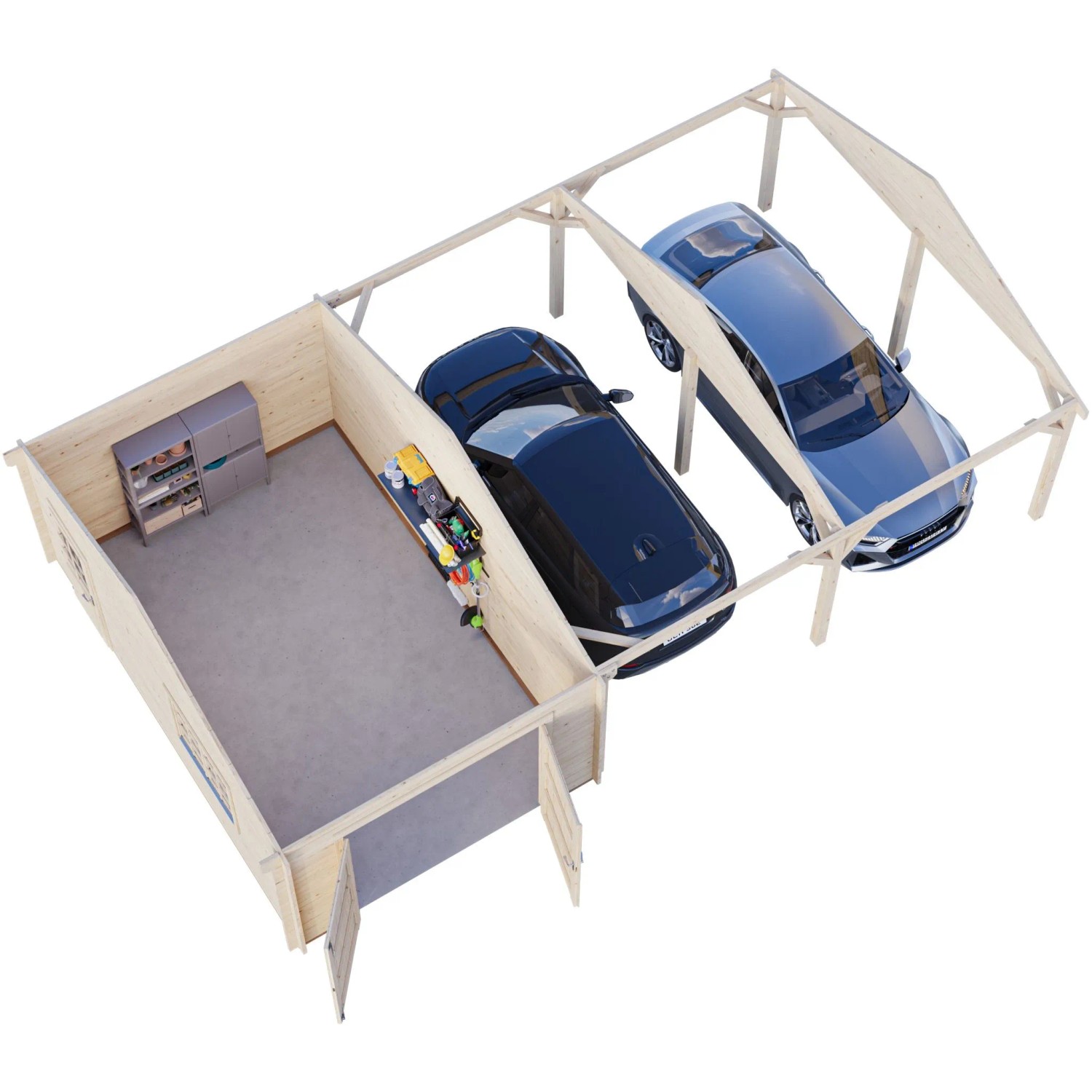 Palmako Garage Roger mit Holztor 956 x 550 cm Lackiert Dunkelgrau-Weiß FSC®_4