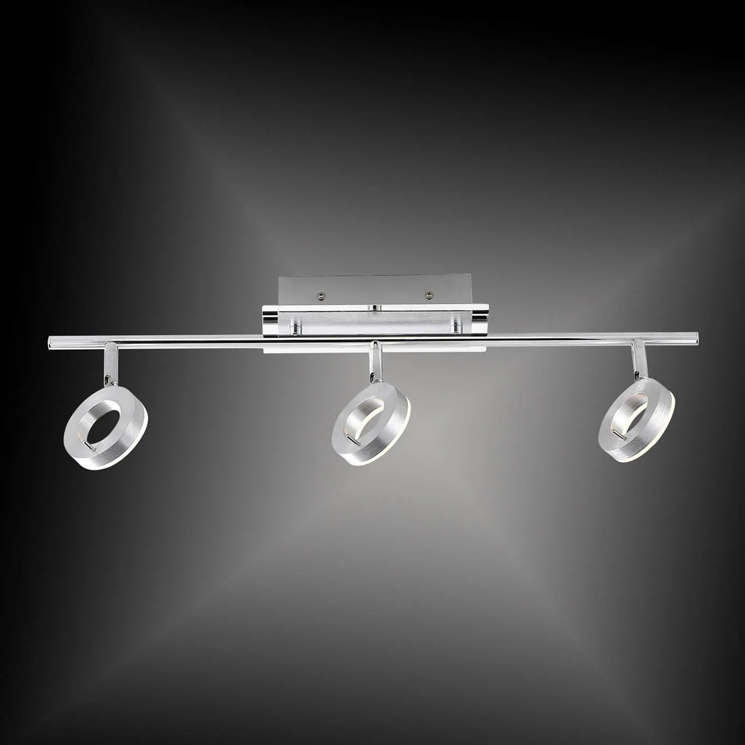 Moderne 3-flammige LED Deckenleuchte Sileda von Paul Neuhaus, Aluminium matt.