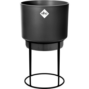 Schwarzer Elho Blumentopf B.for Studio (Ø 22 cm) mit Metallständer für den Innenbereich.