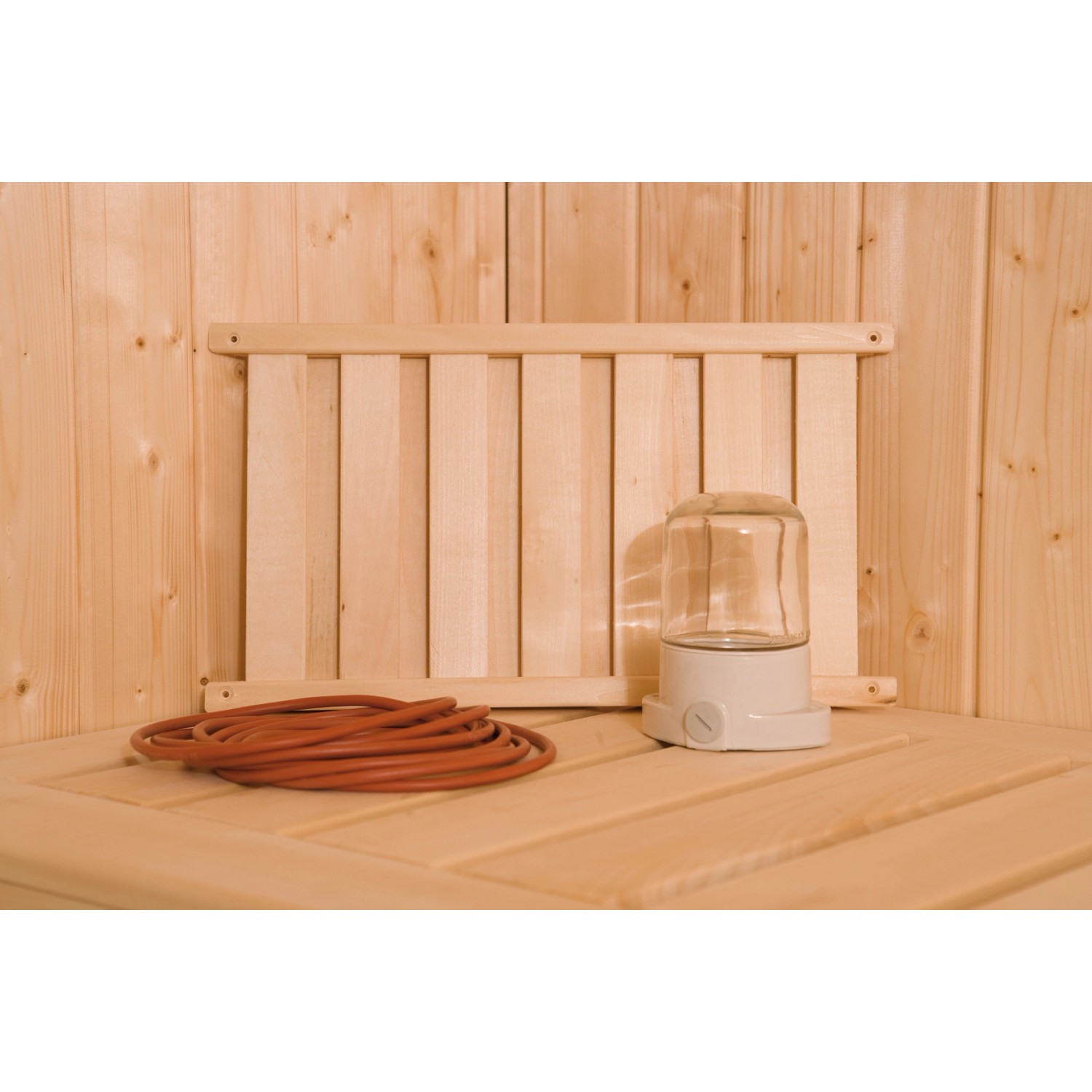 Weka Sauna-Leuchten-Set mit Lampe, Blendschirm und hitzebeständigem Silikonkabel.