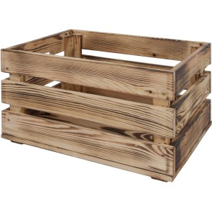 Geflammte Holzkiste L aus Kiefernholz, 23,9 x 39 x 29,2 cm, ideal zur Aufbewahrung.