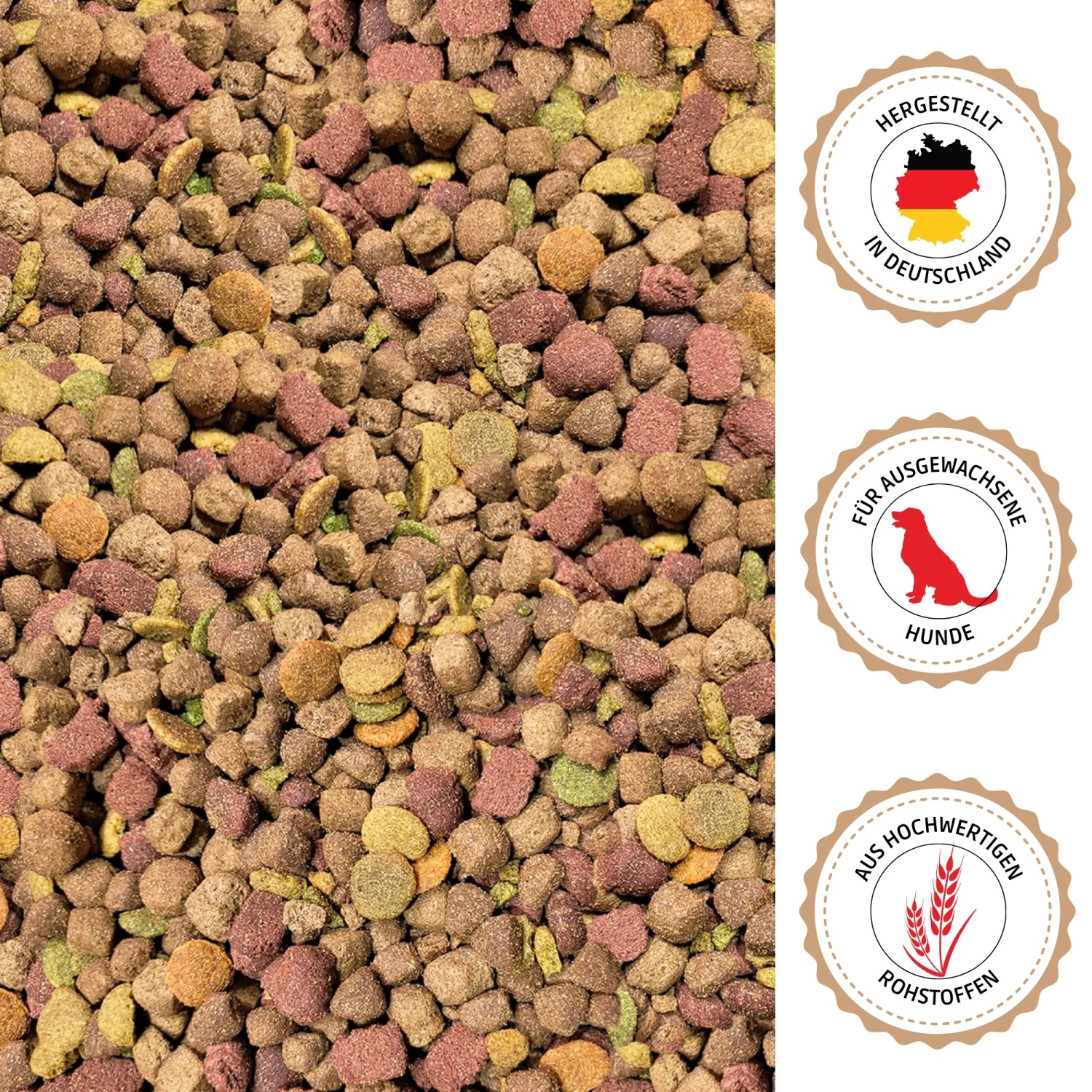 Supravit Mix Super Hundefutter: bunte Kroketten aus hochwertigen Rohstoffen, Made in Germany.