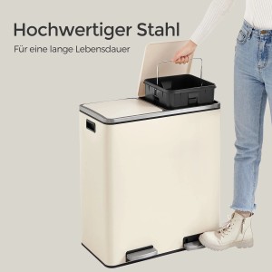 Songmics Mülleimer Pary 2 Fächer x 30 l Weiß