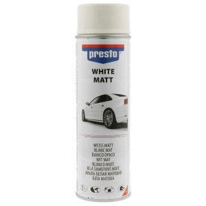Presto Rallye Weiss Matt Spraydose 500ml für Lackreparatur und Karosseriearbeiten.