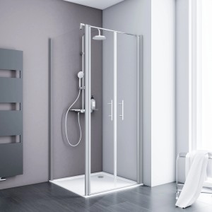 Schulte ExpressPlus Duschkabine AlexaStyle2.0 mit Pendeltür, Alu Natur, 192x80cm, inklusive Duschwanne.
