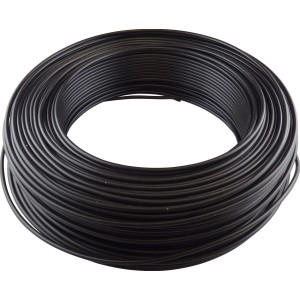 Schwarze Aderleitung H07V-U 1,5 mm² (100 m) auf Rolle, geeignet für Elektroinstallationen.