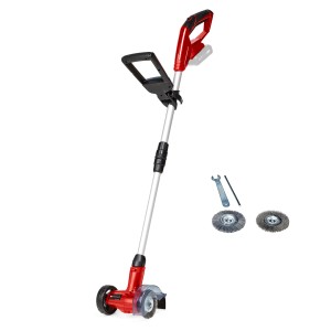 Einhell Akku-Fugenreiniger GC-CC 18 Li Solo mit Bürsten und Zubehör.