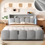 okwish Polsterbett 140x200cm mit LED Beleuchtung Schlafzimmer Grau ohne Matratze_8
