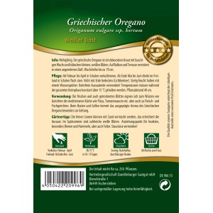 Packung Quedlinburger Griechischer Oregano Weißer Dost Kräutersamen.
