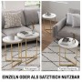 HOMCOM Beistelltisch-Set mit weißer Marmoroptik und goldenem Stahlgestell, flexibel als Satztisch nutzbar im Wohnzimmer.