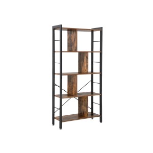 Vasagle Bücherregal mit 5 Ebenen in Braun-Schwarz, modernes Design für Wohnzimmer und Büro.