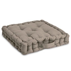 Beautissu Mila Stuhlkissen 50x50cm in Taupe mit Tragegriff für Garten und Wohnbereich.