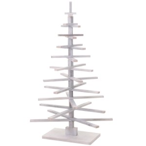 Weißer Deko-Weihnachtsbaum aus Tannenholz im Shabby-Look, 130x82x82cm, individuell verstellbar.