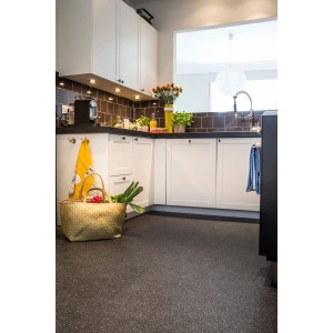 Anthrazitfarbener Andiamo PVC-Bodenbelag Allover 698 Studio Casa (Meterware) in Küche.