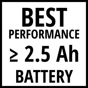 Symbol für beste Leistung mit 2.5 Ah Akku für Einhell Akku-Schlagschrauber.