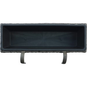 Balkonkasten aus Polyrattan in Anthrazit-Grau, 60 cm breit, mit herausnehmbarem Topf.