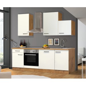 Flex-Well Exclusiv Küchenzeile Vintea 220 cm Magnolia - Lancelot Oak