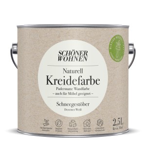 Schöner Wohnen Naturell Kreidefarbe Schneegestöber, 2,5 l Dose. Pudermatte Wandfarbe in Weiß.