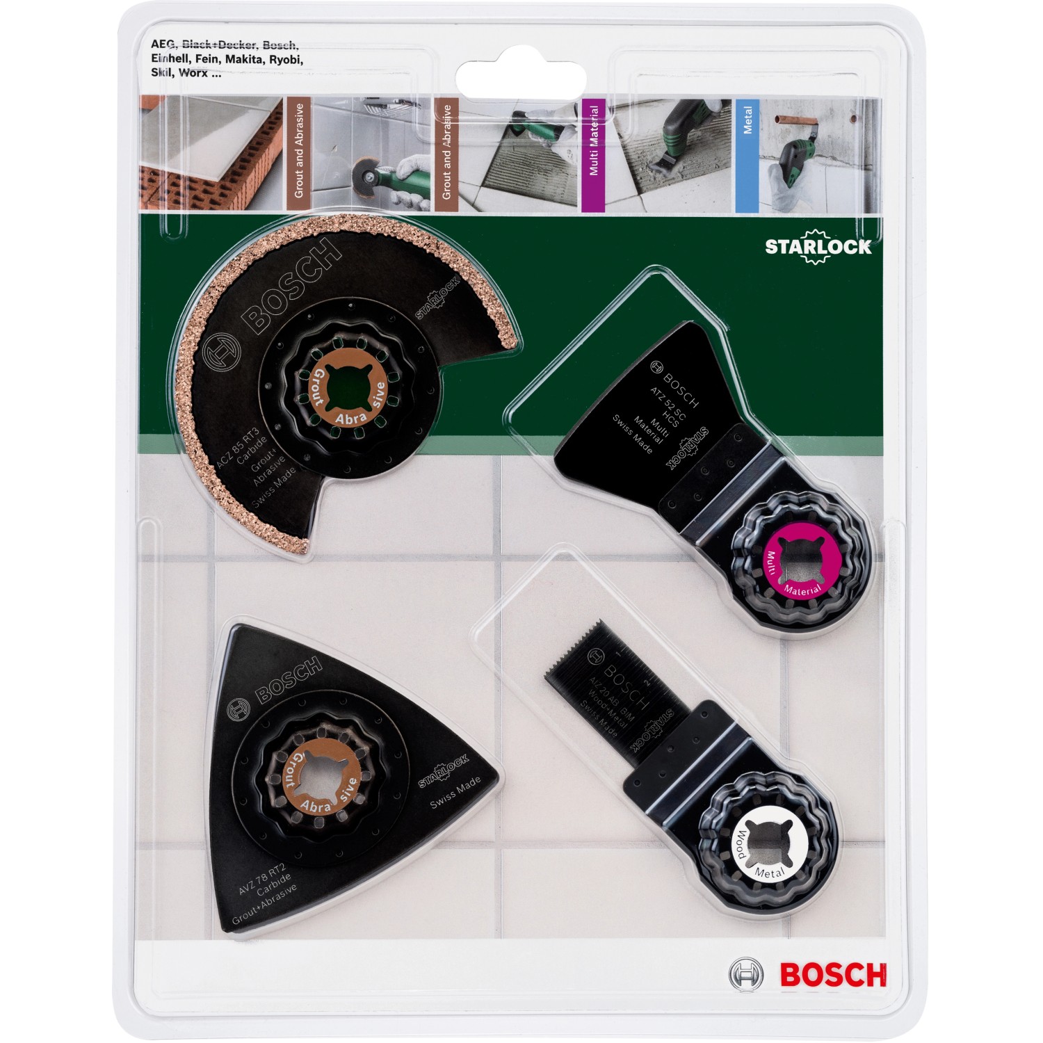 Bosch Fliesen-Set Starlock für Multifunktionswerkzeug, 4-teilig.