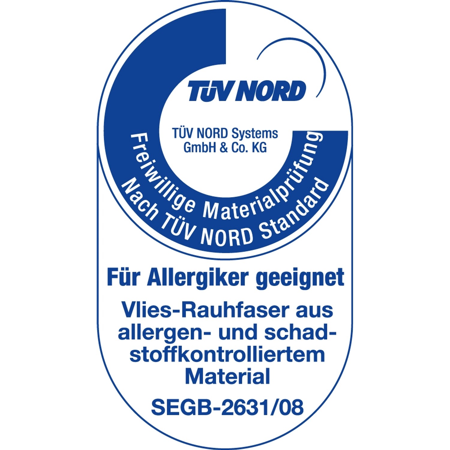TÜV Nord Siegel: Allergiker-freundliche Vlies-Rauhfaser Tapete, schadstoffgeprüft.