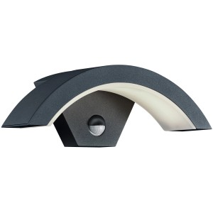 Moderne Trio LED-Außenwandleuchte Ohio in Anthrazit mit Bewegungsmelder.