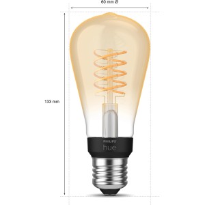 Philips Hue LED-Filamentlampe E27 ST64, warmweiß, 580 lm, dimmbar.