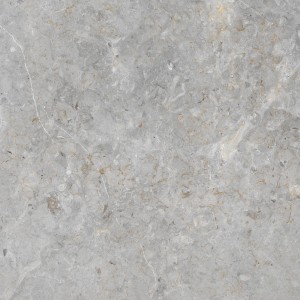 Graue, polierte Feinsteinzeug Bodenfliese, 80x80 cm, mit Steinoptik für Innenräume.