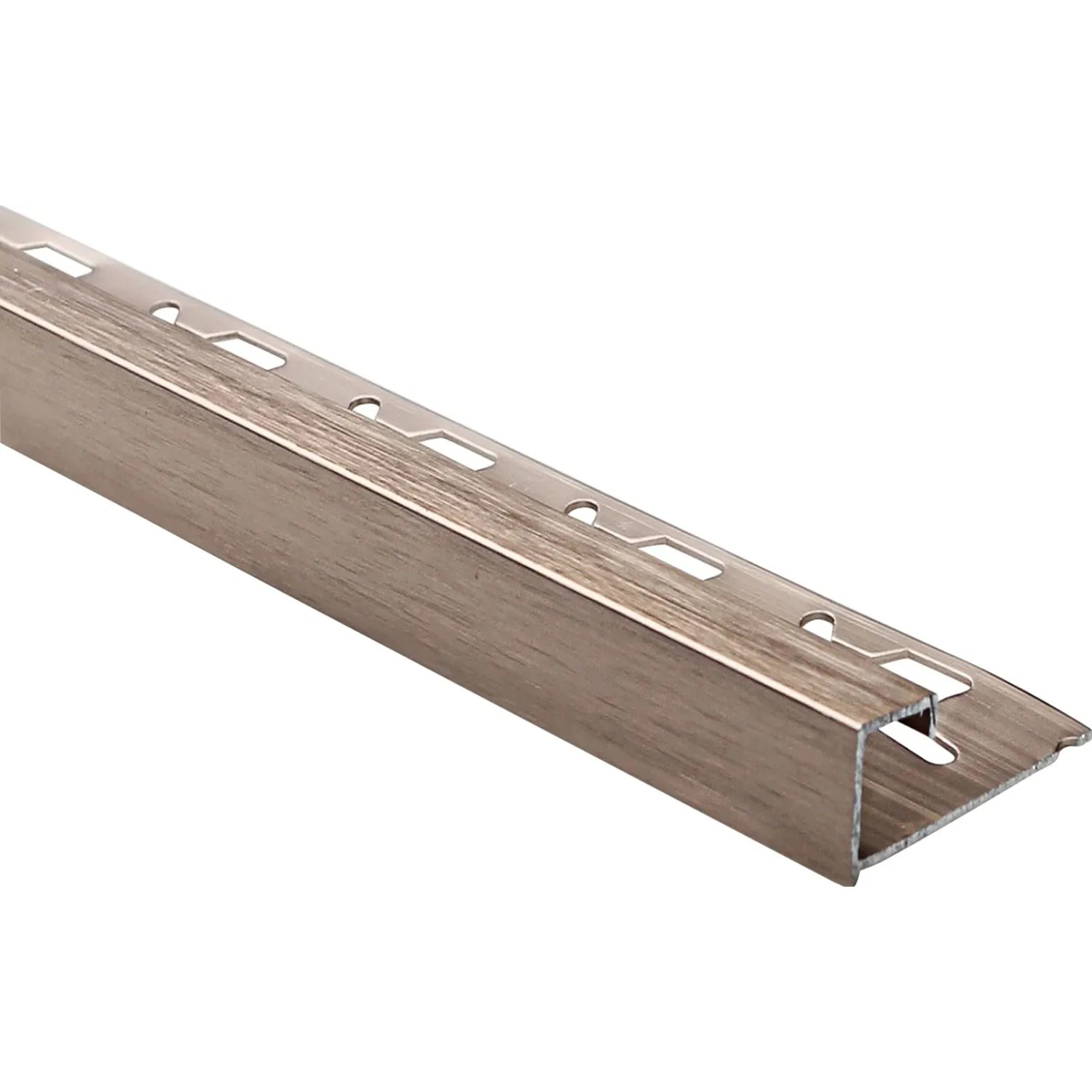 Quadratisches Abschlussprofil aus Aluminium, eloxiert in Kupfer gebürstet, 10 mm x 2,5 m.